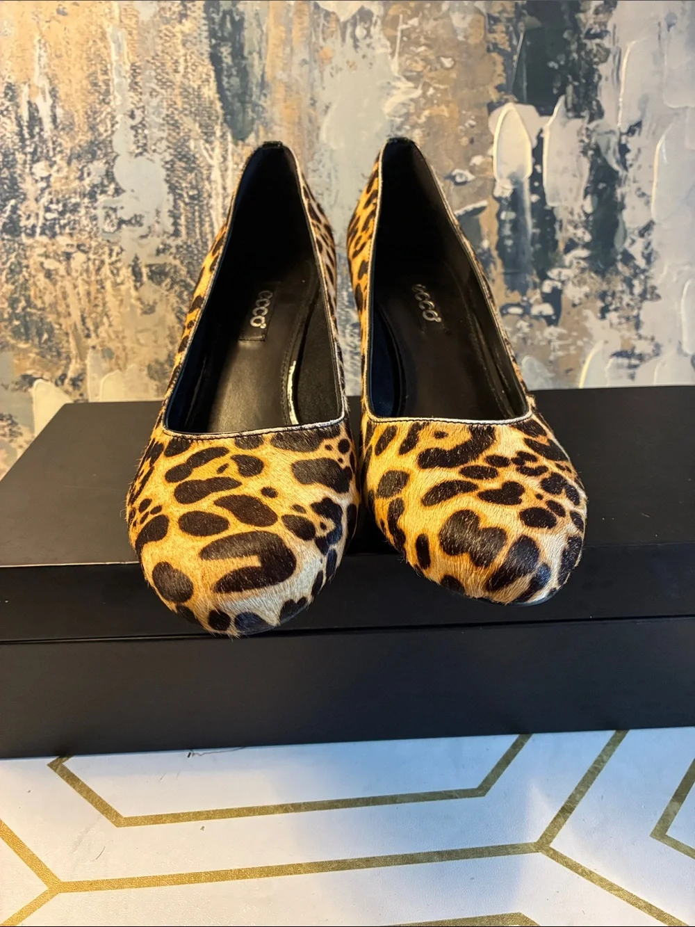 NWOT ECCO Leopard Print Wedge Pumps - Calf-hair Size10